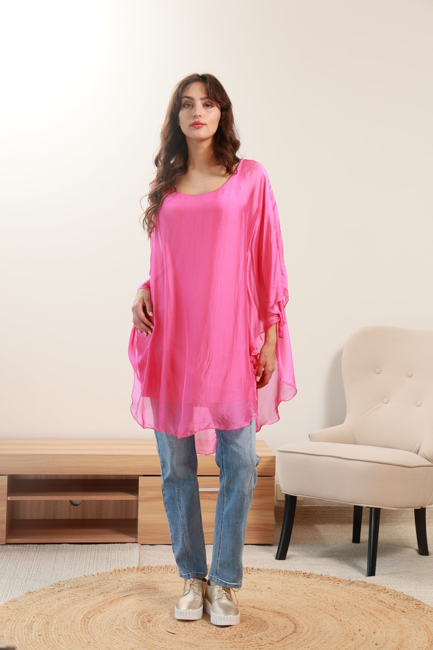 3/4 SLEEVE SILK BLOUSE