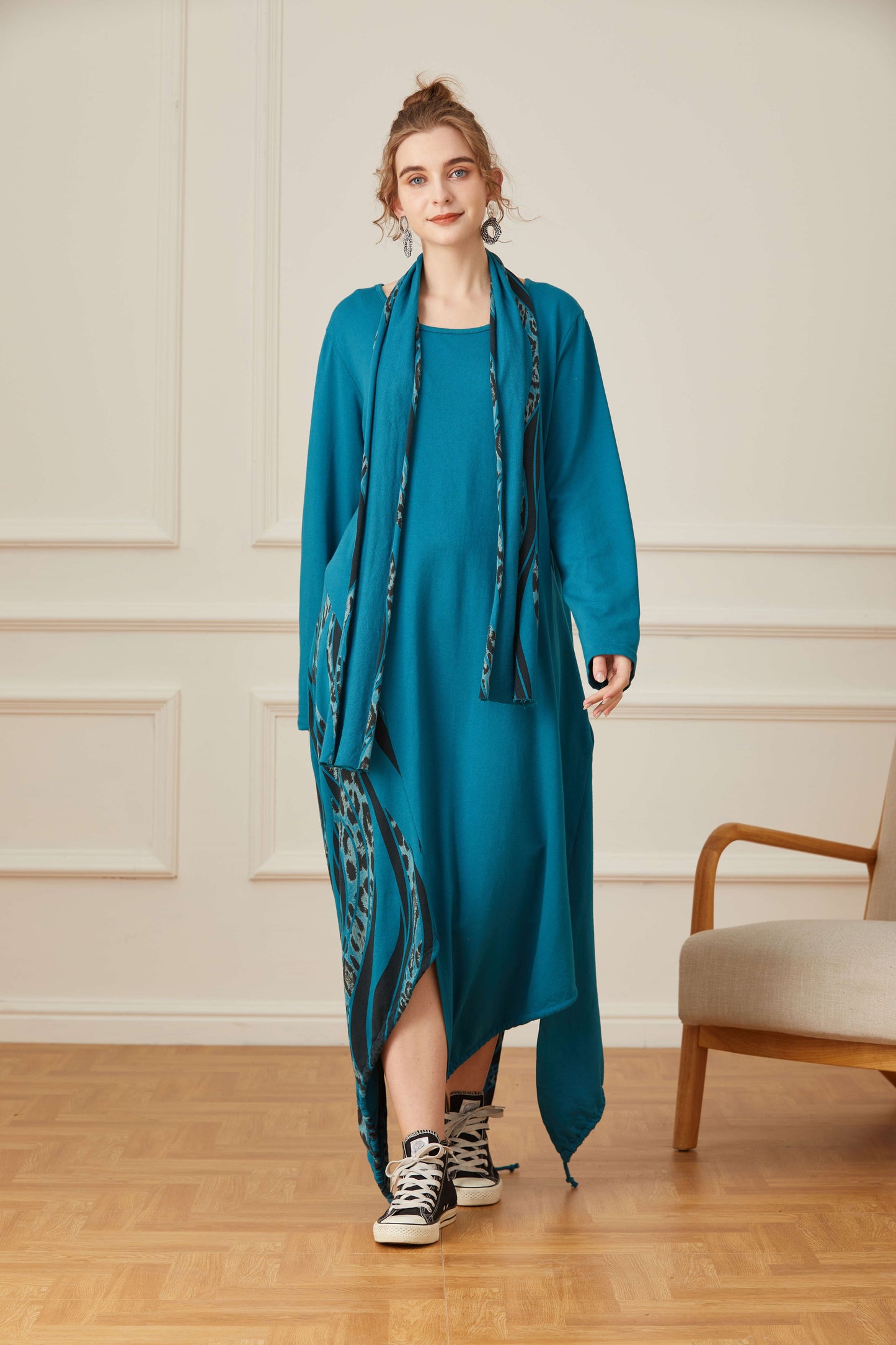 COTTON DRESS WITH SCARF