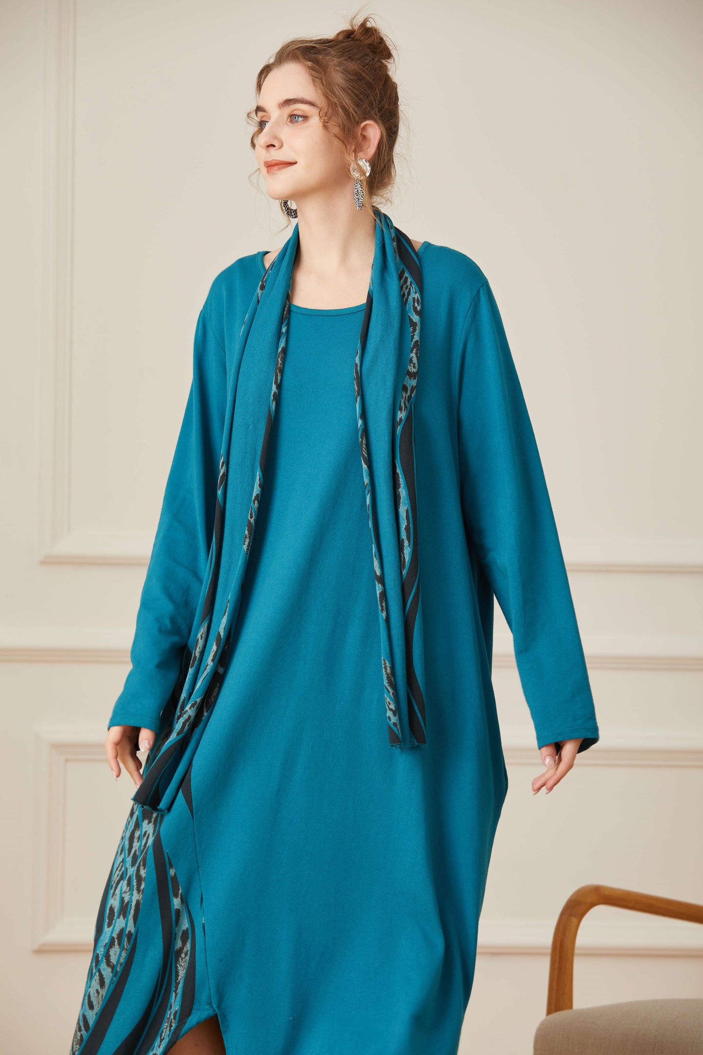 COTTON DRESS WITH SCARF