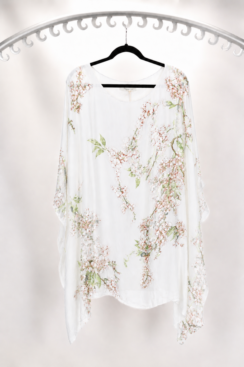 3/4 SLEEVE FLORAL PRINT SILK BLOUSE