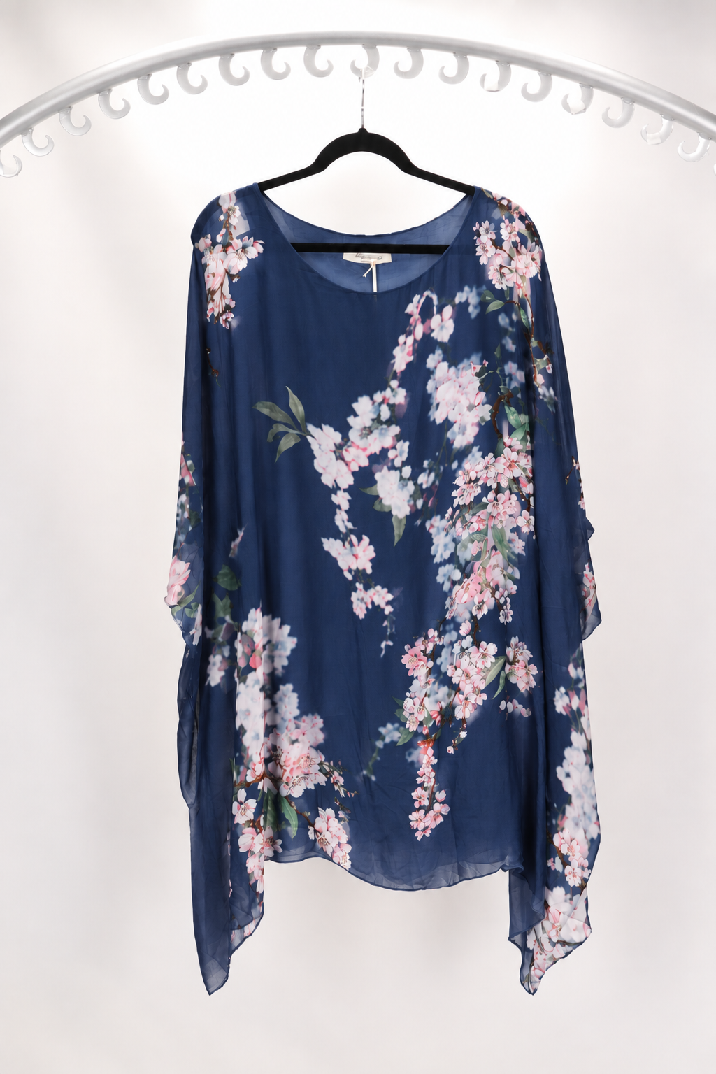 3/4 SLEEVE FLORAL PRINT SILK BLOUSE