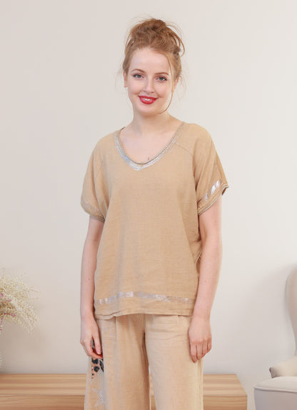 COTTON&LINEN TOP  (MK-LU0031)