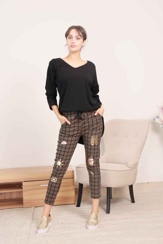 PLAID PATTERN PANTS