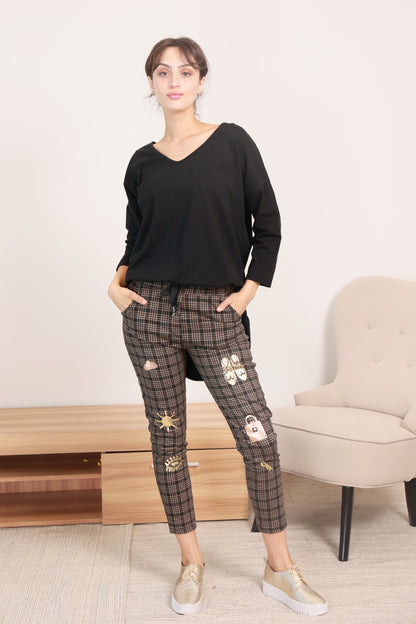 PLAID PATTERN PANTS