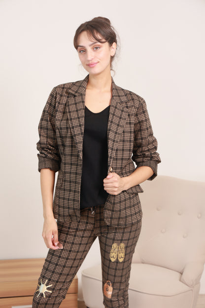 PLAID PATTERN BLAZER