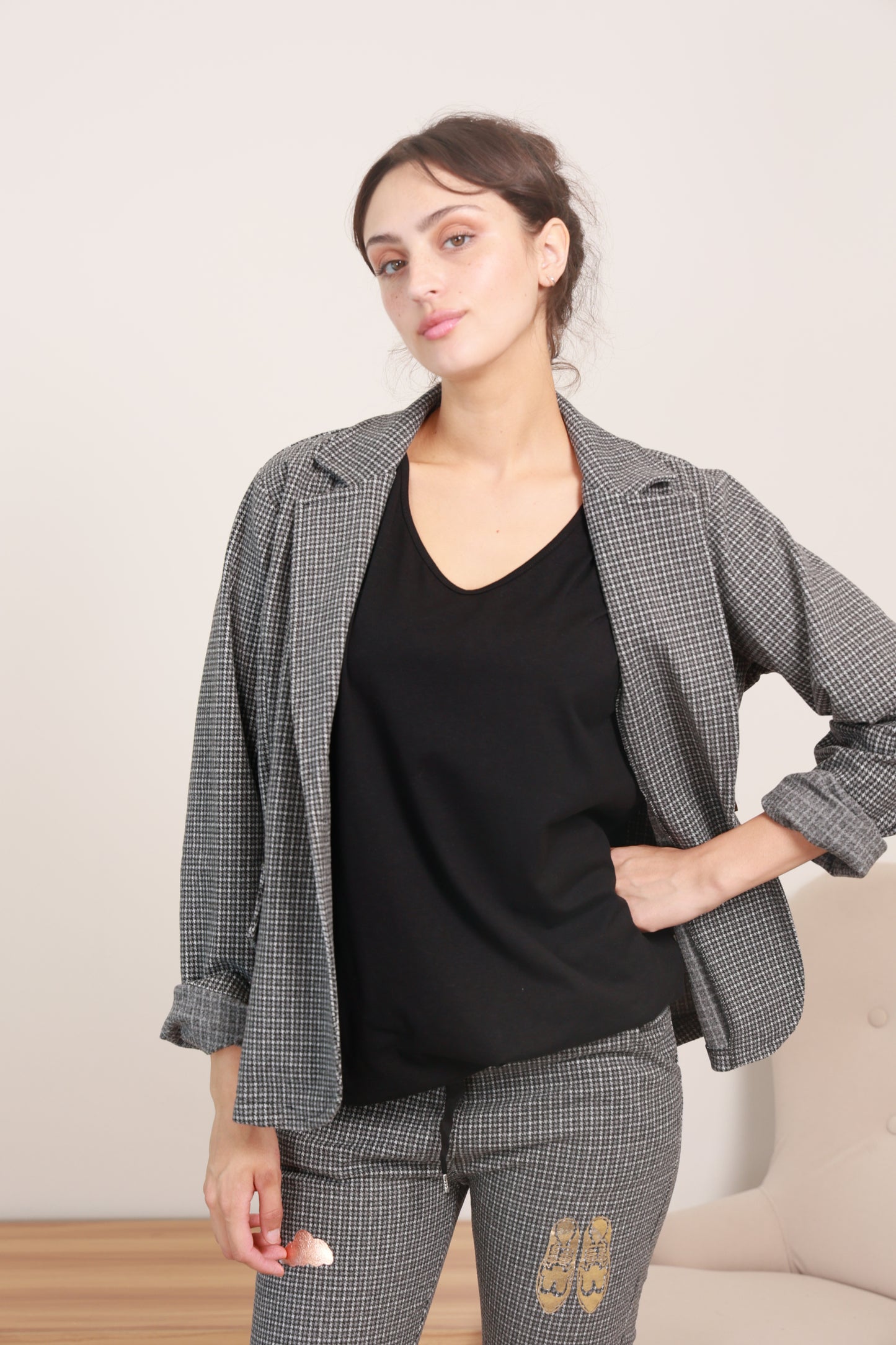 PLAID PATTERN BLAZER