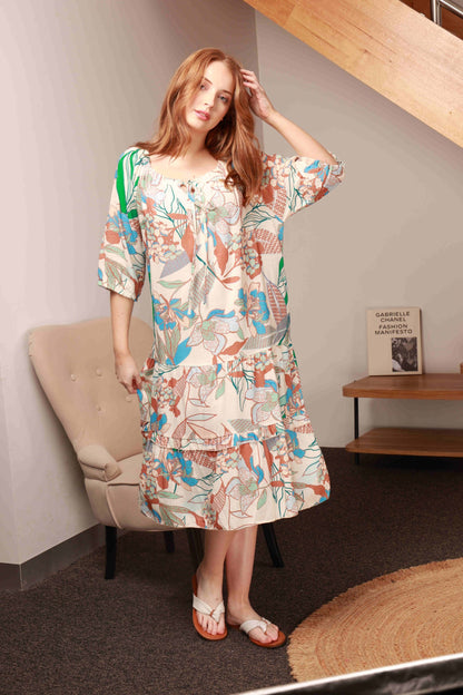 VISCOSE & LINEN DRESS